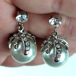 Vintage Pearl & Rhinestone Earrings